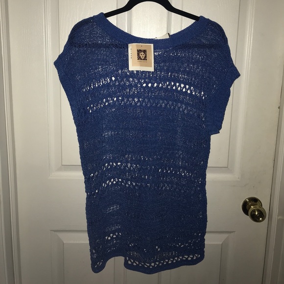 Anne Klein blue knit coverup NWT. - Picture 2 of 3